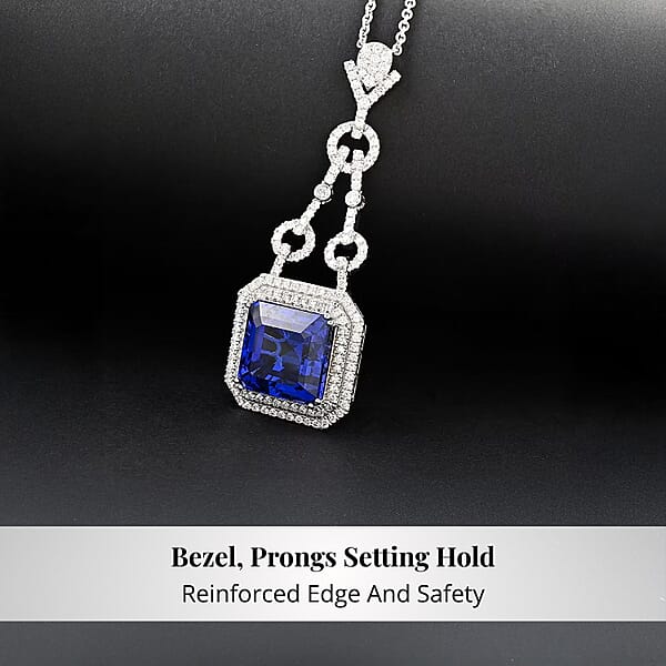 Chairman Vault Collection Certified & Appraised Rhapsody 950 Platinum AAAA Tanzanite And E-F VS Diamond Pendant Necklace 18 Inches 24.80 Grams 24.85 Ctw