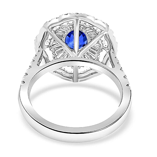 Chairman Vault Collection Certified & Appraised Rhapsody 950 Platinum AAAA Ceylon Blue Sapphire And E-F VS Diamond Ring 8.75 Grams 3.75 Ctw