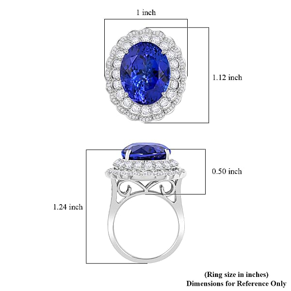 Chairman Vault Collection Certified & Appraised Rhapsody 950 Platinum AAAA Tanzanite And E-F VS Diamond Ring 19.90 Grams 19.61 Ctw