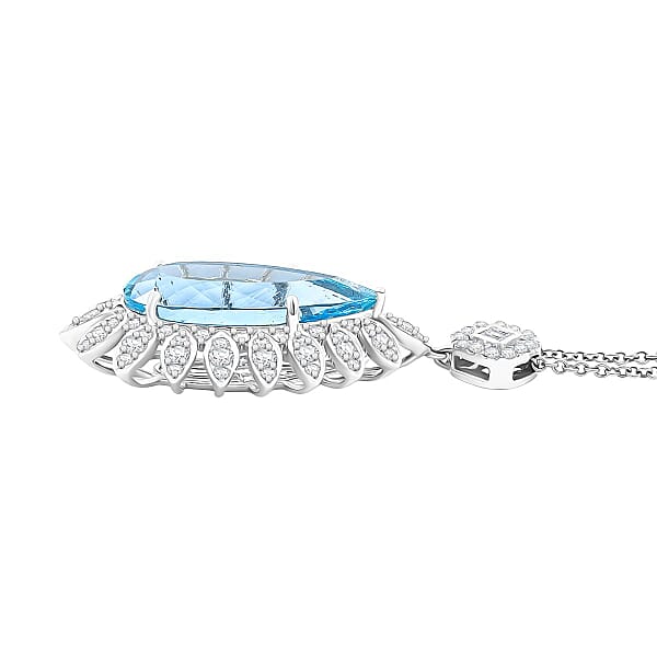 Chairman Vault Collection Certified & Appraised Rhapsody AAAA Santa Maria Aquamarine And E-F VS Diamond 17.85 Ctw Pendant Necklace In 950 Platinum 18 Inches 20.75 Grams