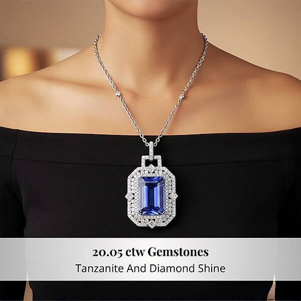 Chairman Vault Collection Certified & Appraised Rhapsody 950 Platinum AAAA Tanzanite And E-F VS Diamond Necklace 18 Inches 20.45 Grams 20.05 Ctw