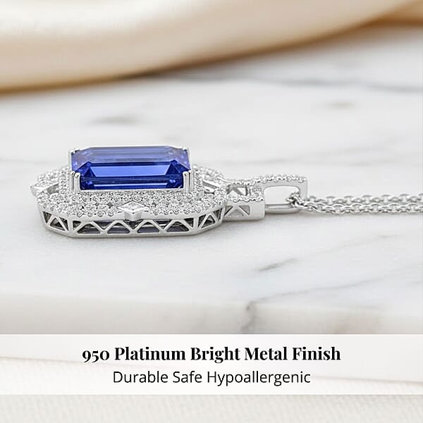 Chairman Vault Collection Certified & Appraised Rhapsody 950 Platinum AAAA Tanzanite And E-F VS Diamond Necklace 18 Inches 20.45 Grams 20.05 Ctw