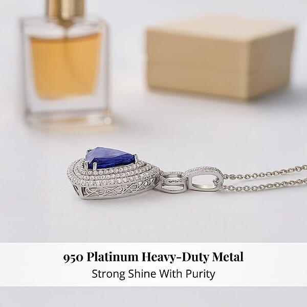 Chairman Vault Collection Certified & Appraised Rhapsody 950 Platinum AAAA Tanzanite And E-F VS Diamond Pendant Necklace 18 Inches 30.12 Grams 24.39 Ctw