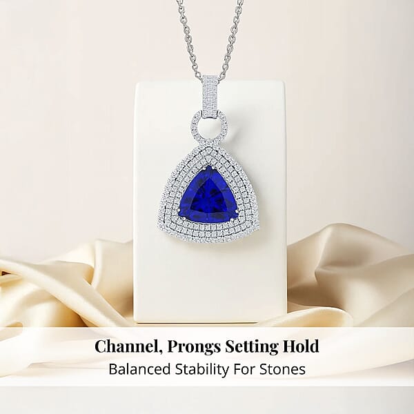 Chairman Vault Collection Certified & Appraised Rhapsody 950 Platinum AAAA Tanzanite And E-F VS Diamond Pendant Necklace 18 Inches 30.12 Grams 24.39 Ctw