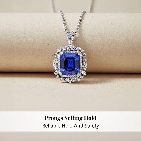 Chairman Vault Collection Certified & Appraised Rhapsody 950 Platinum AAAA Tanzanite And E-F VS Diamond Pendant Necklace 18 Inches 18.30 Grams 27.39 Ctw