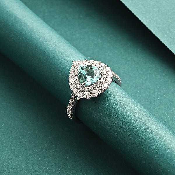 Chairman Vault Collection Certified & Appraised Rhapsody AAAA Paraiba Tourmaline And E-F VS Diamond 2.90 Ctw Ring In 950 Platinum 9.75 Grams