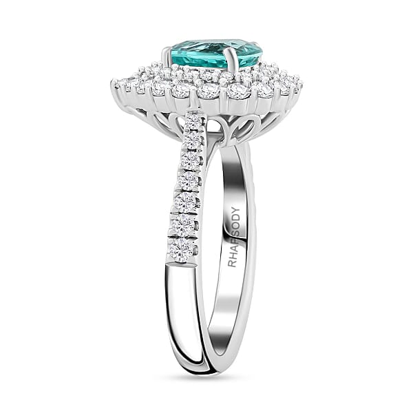 Chairman Vault Collection Certified & Appraised Rhapsody AAAA Paraiba Tourmaline And E-F VS Diamond 2.90 Ctw Ring In 950 Platinum 9.75 Grams