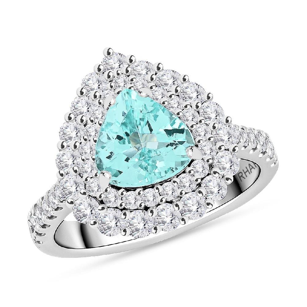 Chairman Vault Collection Certified & Appraised Rhapsody AAAA Paraiba Tourmaline and E-F VS Diamond 2.90 ctw Ring in 950 Platinum 9.75 Grams