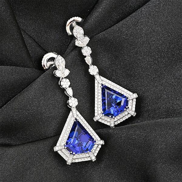 Chairman Vault Collection Certified & Appraised Rhapsody 950 Platinum AAAA Tanzanite And E-F VS Diamond Earrings 23.30 Grams 16.35 Ctw