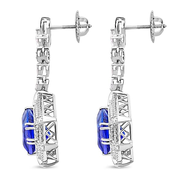 Chairman Vault Collection Certified & Appraised Rhapsody 950 Platinum AAAA Tanzanite And E-F VS Diamond Earrings 23.30 Grams 16.35 Ctw