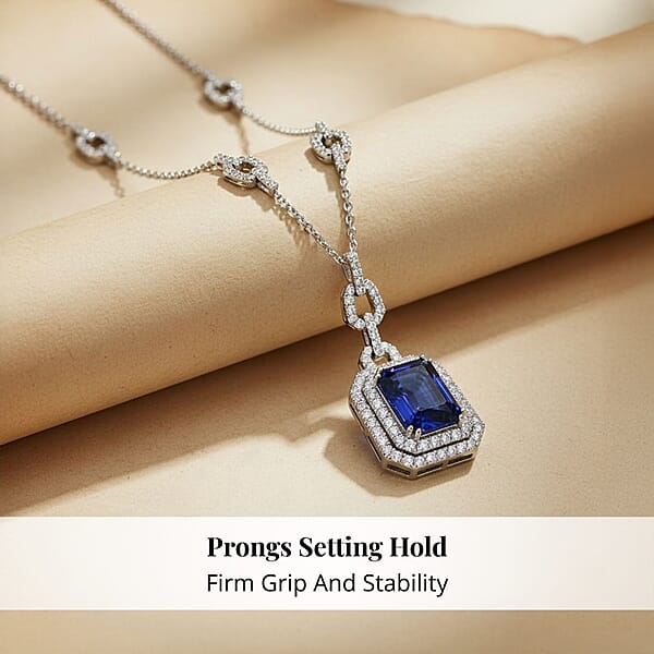 Chairman Vault Collection Certified & Appraised Rhapsody 950 Platinum AAAA Tanzanite And E-F VS Diamond Pendant Necklace 18 Inches 47.35 Grams 26.07 Ctw