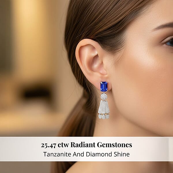 Chairman Vault Collection Certified & Appraised Rhapsody 950 Platinum AAAA Tanzanite And E-F VS Diamond Earrings 37.15 Grams 25.47 Ctw