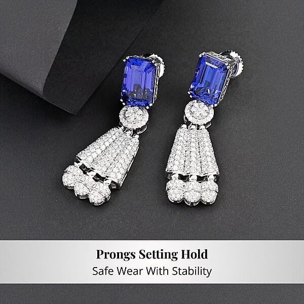 Chairman Vault Collection Certified & Appraised Rhapsody 950 Platinum AAAA Tanzanite And E-F VS Diamond Earrings 37.15 Grams 25.47 Ctw