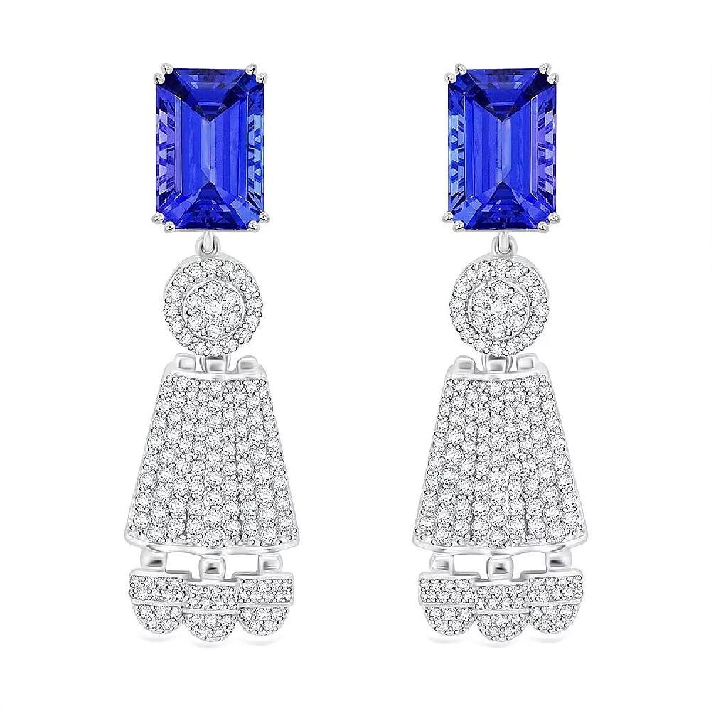 Chairman Vault Collection Certified & Appraised Rhapsody 950 Platinum AAAA Tanzanite and E-F VS Diamond Earrings 37.15 Grams 25.47 ctw