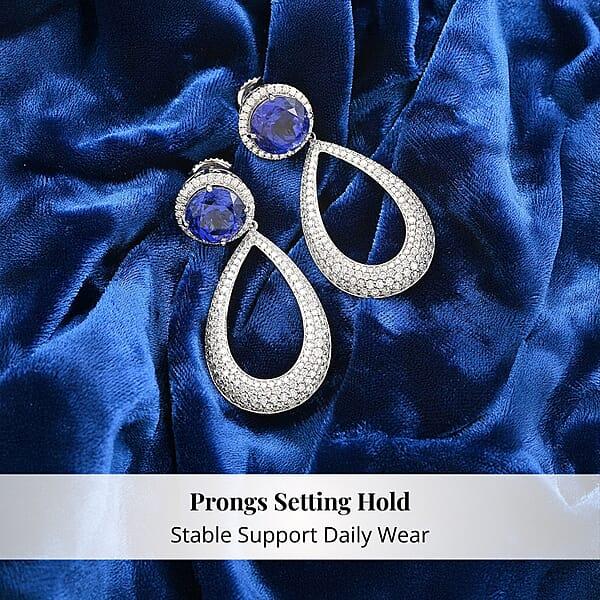 Chairman Vault Collection Certified & Appraised Rhapsody 950 Platinum AAAA Tanzanite And E-F VS Diamond Earrings 24.30 Grams 18.65 Ctw