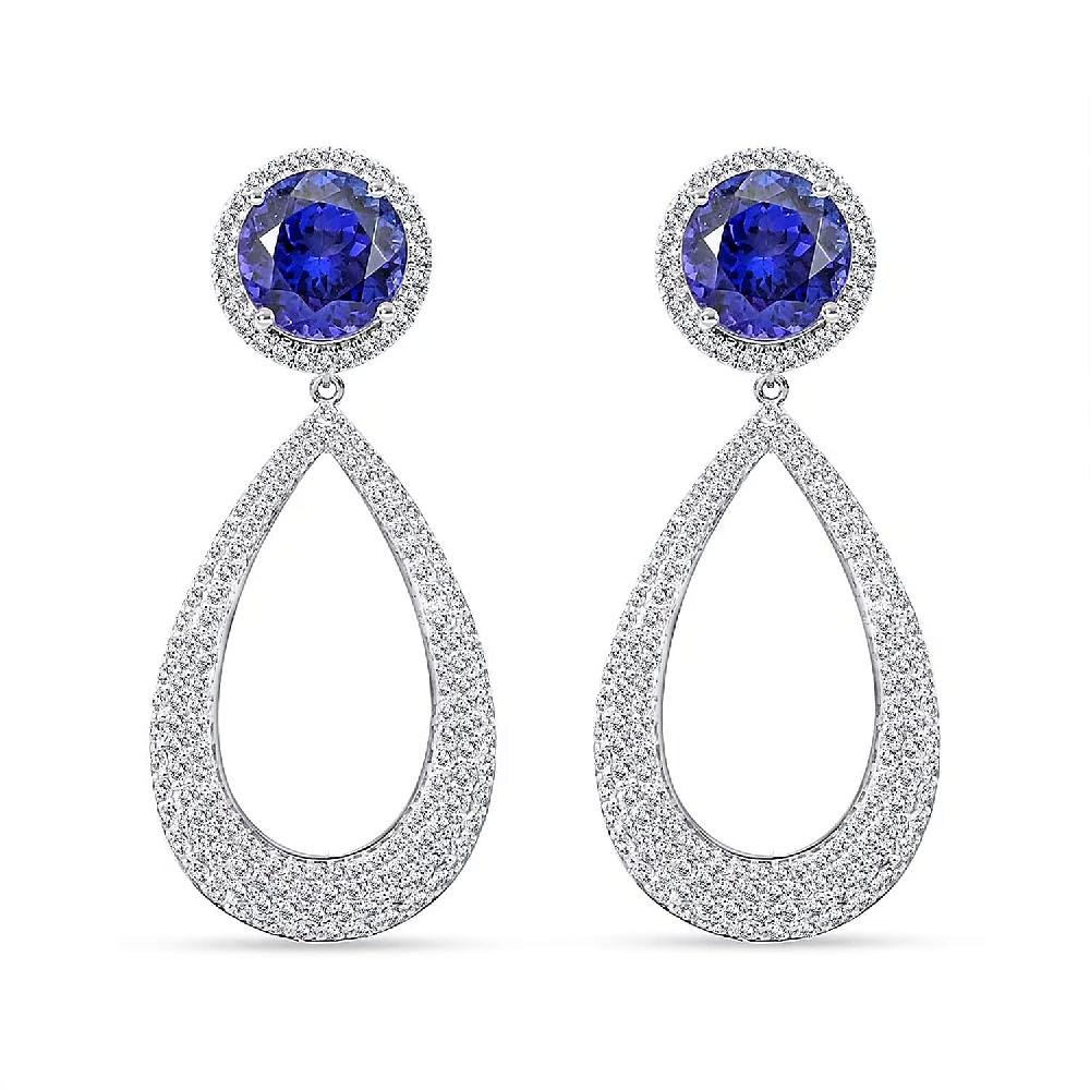 Chairman Vault Collection Certified & Appraised Rhapsody 950 Platinum AAAA Tanzanite and E-F VS Diamond Earrings 24.30 Grams 18.65 ctw