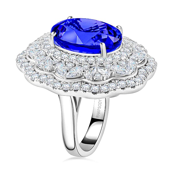 Chairman Vault Collection Certified & Appraised Rhapsody 950 Platinum AAAA Tanzanite And E-F VS Diamond Ring 27.50 Grams 20.10 Ctw