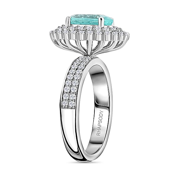 Chairman Vault Collection Certified & Appraised Rhapsody AAAA Paraiba Tourmaline And E-F VS Diamond 3.50 Ctw Ring In 950 Platinum 11.25 Grams