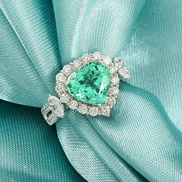 Chairman Vault Collection Certified & Appraised Rhapsody AAAA Paraiba Tourmaline And E-F VS Diamond 3.70 Ctw Ring In 950 Platinum 9.70 Grams