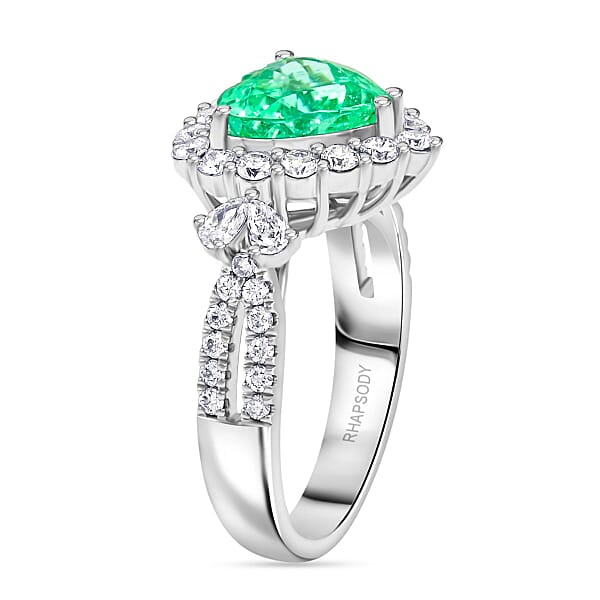 Chairman Vault Collection Certified & Appraised Rhapsody AAAA Paraiba Tourmaline And E-F VS Diamond 3.70 Ctw Ring In 950 Platinum 9.70 Grams