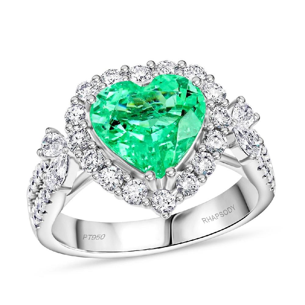 Chairman Vault Collection Certified & Appraised Rhapsody AAAA Paraiba Tourmaline and E-F VS Diamond 3.70 ctw Ring in 950 Platinum 9.70 Grams
