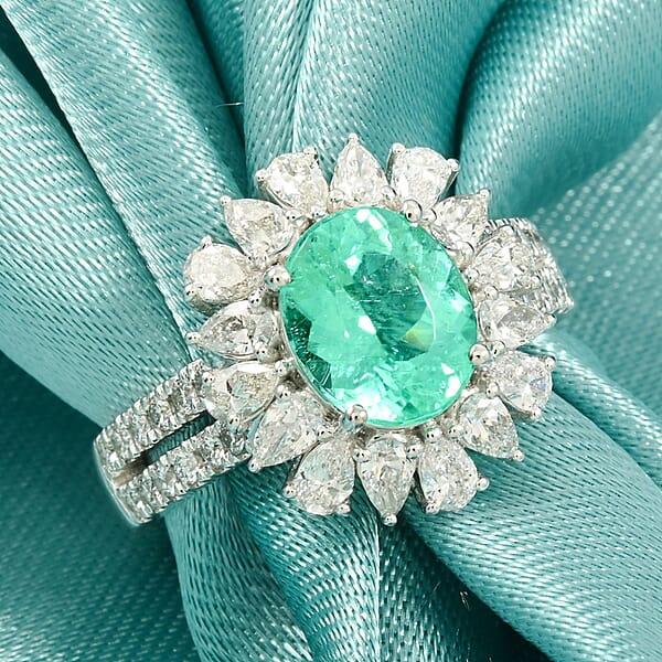 Chairman Vault Collection Certified & Appraised Rhapsody AAAA Paraiba Tourmaline And E-F VS Diamond 3.40 Ctw Ring In 950 Platinum 10.70 Grams