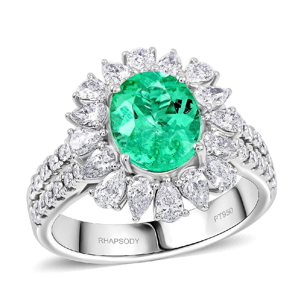 Chairman Vault Collection Certified & Appraised Rhapsody AAAA Paraiba Tourmaline and E-F VS Diamond 3.40 ctw Ring in 950 Platinum 10.70 Grams