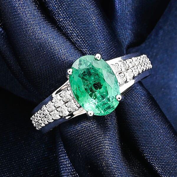 Chairman Vault Collection Certified & Appraised Rhapsody AAAA Kagem Zambian Emerald And E-F VS Diamond 3.35 Ctw Ring In 950 Platinum 11.33 Grams