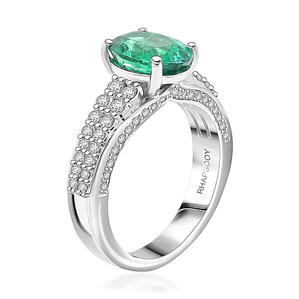 Chairman Vault Collection Certified & Appraised Rhapsody AAAA Kagem Zambian Emerald And E-F VS Diamond 3.35 Ctw Ring In 950 Platinum 11.33 Grams