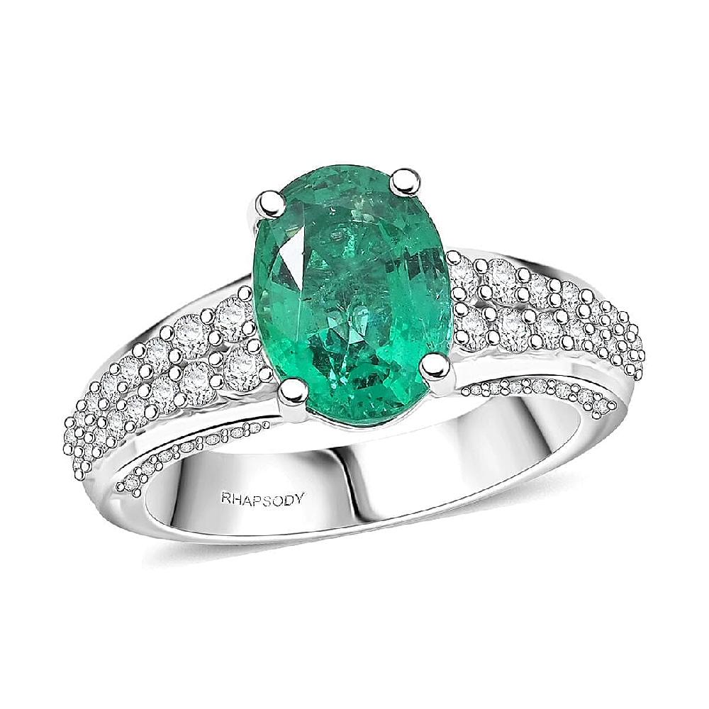 Chairman Vault Collection Certified & Appraised Rhapsody AAAA Kagem Zambian Emerald and E-F VS Diamond 3.35 ctw Ring in 950 Platinum 11.33 Grams