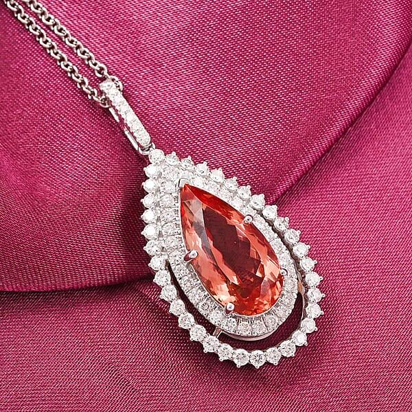 Chairman Vault Collection Certified & Appraised Rhapsody AAAA Imperial Topaz And E-F VS Diamond 8.95 Ctw Pendant Necklace In 950 Platinum 13.93 Grams 18 Inches