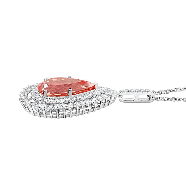 Chairman Vault Collection Certified & Appraised Rhapsody AAAA Imperial Topaz And E-F VS Diamond 8.95 Ctw Pendant Necklace In 950 Platinum 13.93 Grams 18 Inches
