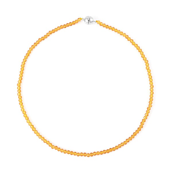 Champagne Austrian Crystal Beaded Necklace In Silvertone 42 Inches