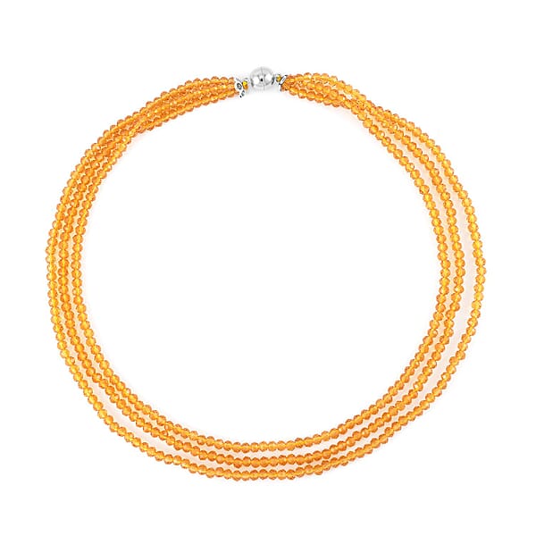 Champagne Austrian Crystal Beaded Necklace In Silvertone 42 Inches