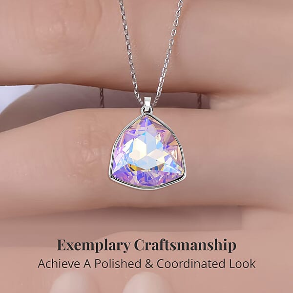Champagne Magic Color Austrian Crystal Pendant Necklace And Earrings In Silvertone 20-22 Inches