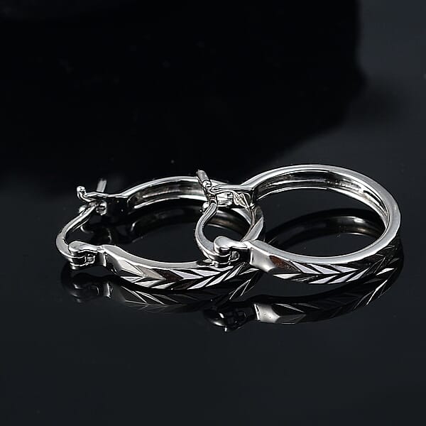 Chevron Hoop Earrings In 950 Palladium 2.20 Grams