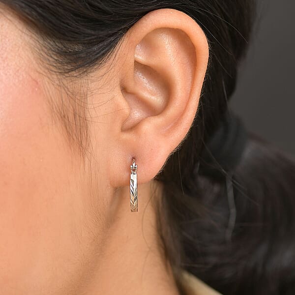 Chevron Hoop Earrings In 950 Palladium 2.20 Grams