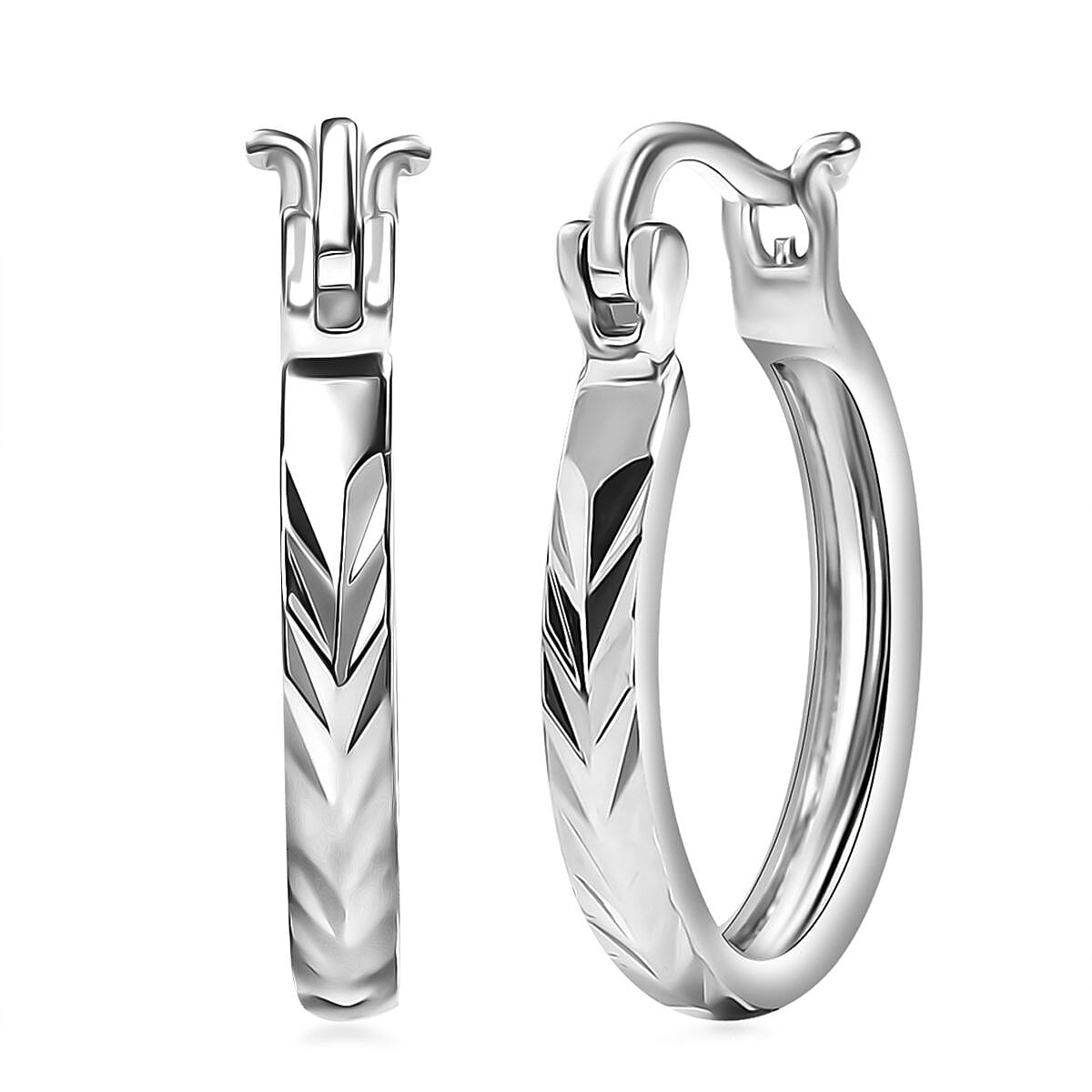 Chevron Hoop Earrings in 950 Palladium 2.20 Grams