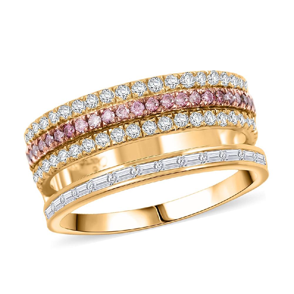 Clarte Aphrodite Collection White and Pink Moissanite 1.00 ctw Ring in 14K Yellow Gold Over Sterling Silver