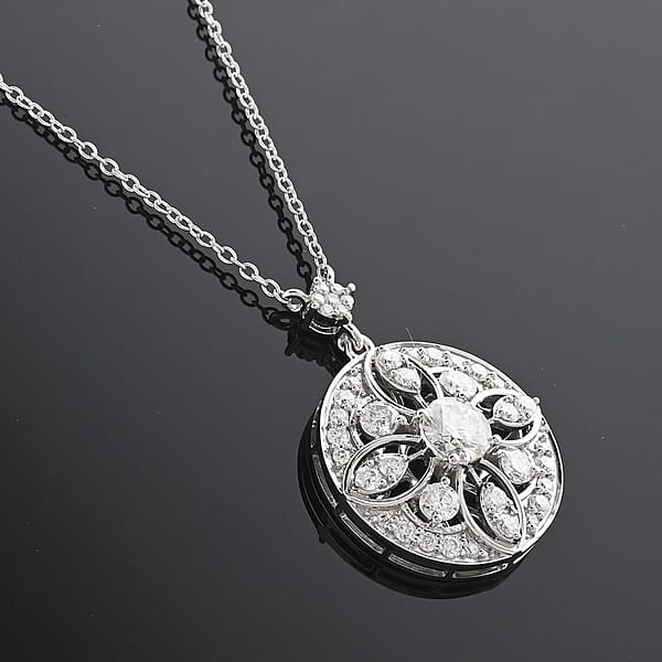 Clarte Celestial Collection Moissanite 2.00 Ctw Necklace In Platinum Over Sterling Silver 18 Inches
