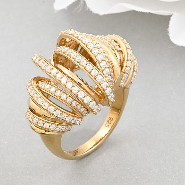 Clarte Dorma Collection Moissanite 1.30 Ctw Ring In Vermeil Yellow Gold Over Sterling Silver