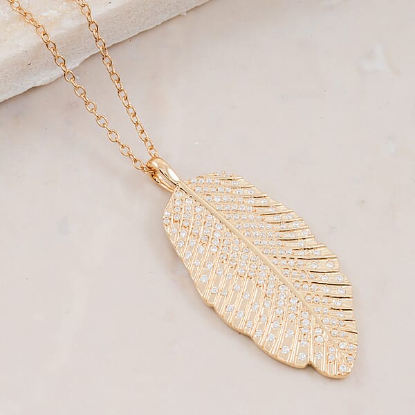 Clarte Fylla Collection Moissanite 0.60 Ctw Pendant Necklace In 14K Yellow Gold Over Sterling Silver 18 Inches