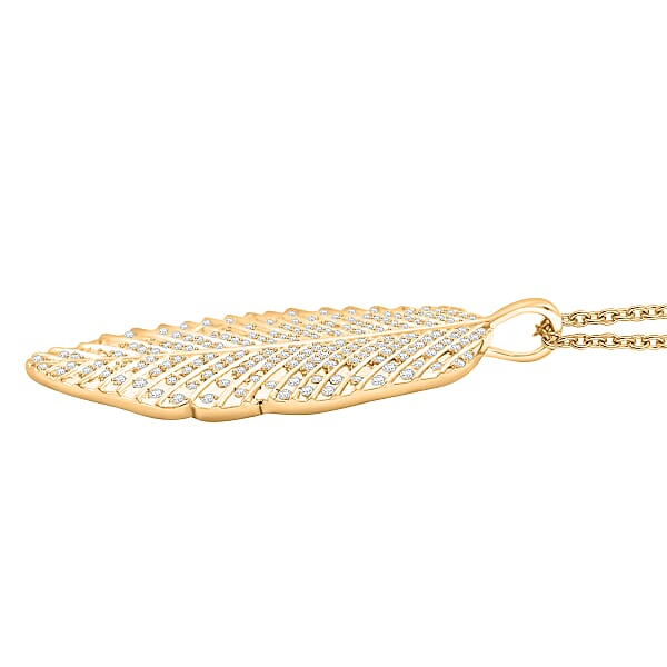 Clarte Fylla Collection Moissanite 0.60 Ctw Pendant Necklace In 14K Yellow Gold Over Sterling Silver 18 Inches