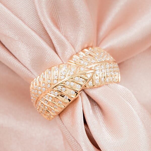 Clarte Fylla Collection Moissanite 0.63 Ctw Ring In 14K Yellow Gold Over Sterling Silver