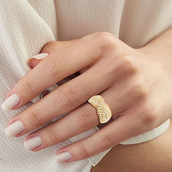 Clarte Fylla Collection Moissanite 0.63 Ctw Ring In 14K Yellow Gold Over Sterling Silver