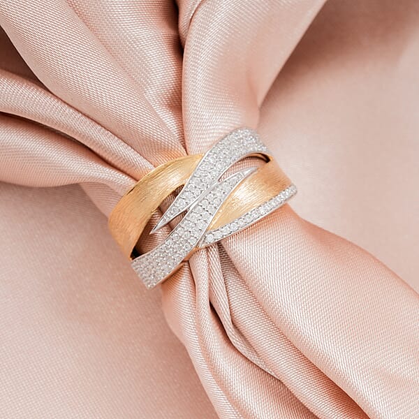 Clarte Moissanite Solis Collection Ring In 14K YG Over Sterling Silver 0.45 Ctw