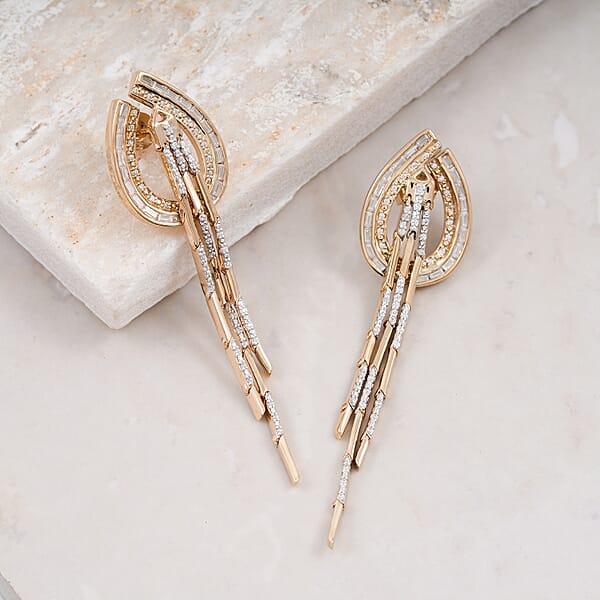 Clarte Prima Collection Moissanite 1.00 Ctw Earrings In 14K Yellow Gold Over Sterling Silver