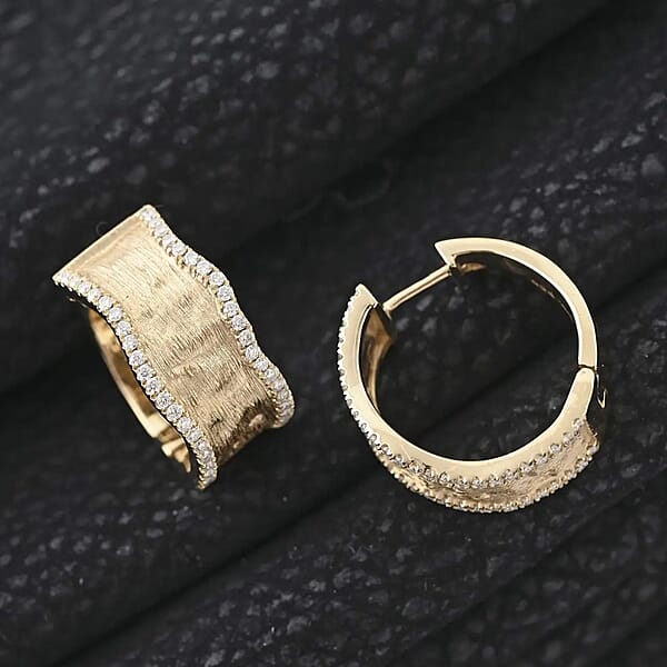 Clarte Sable Collection Moissanite Hoop Earrings In Vermeil Yellow Gold Over Sterling Silver 0.80 Ctw