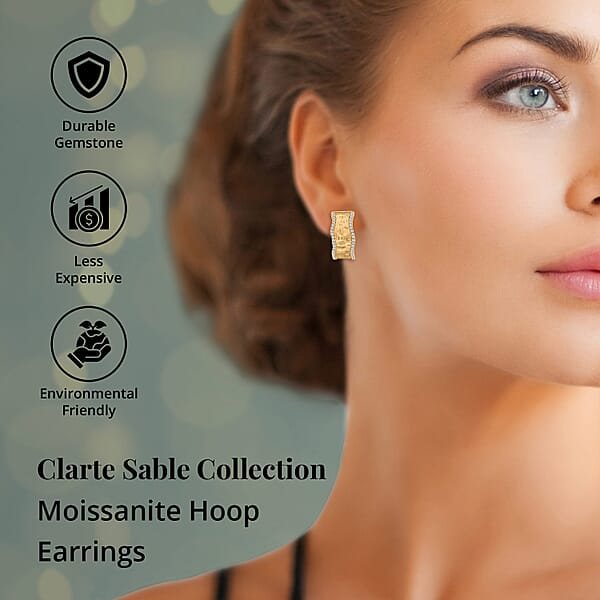 Clarte Sable Collection Moissanite Hoop Earrings In Vermeil Yellow Gold Over Sterling Silver 0.80 Ctw