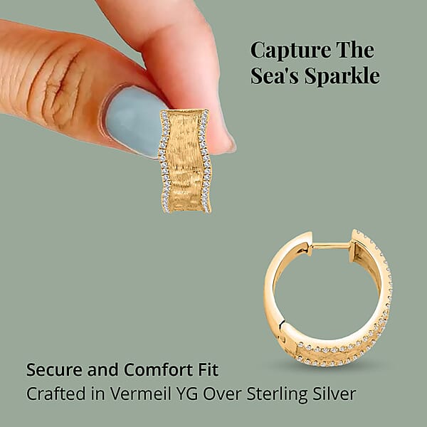 Clarte Sable Collection Moissanite Hoop Earrings In Vermeil Yellow Gold Over Sterling Silver 0.80 Ctw